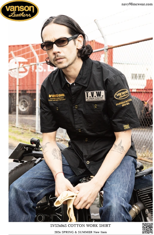 SVS2606S COTTON WORK SHIRT | BLACK/YELLOW | FRONT | navy98mcwear