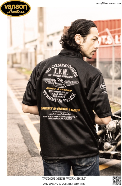 TVS2605S MESH WORK SHIRT | BLACK/SILVER | BEHIND | navy98mcwear