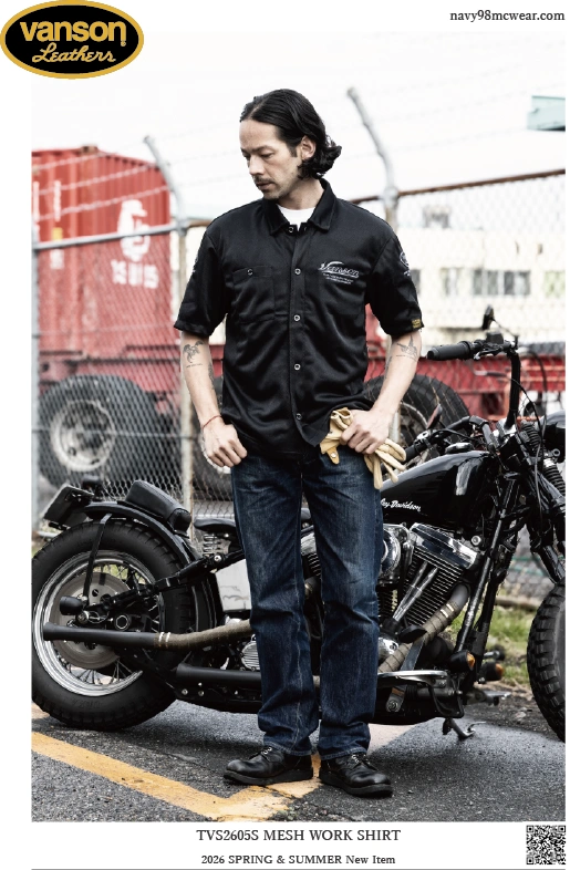 TVS2605S MESH WORK SHIRT | BLACK/SILVER | FRONT | navy98mcwear