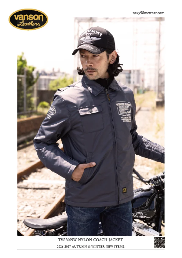 TVS2609W NYLON COACH JACKET | GRAY | FRONT | navy98mcwear