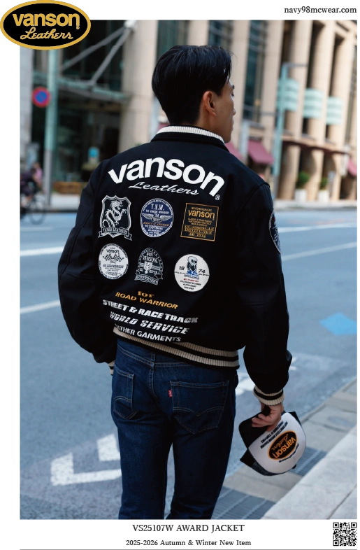 VS25107W AWARD JAKET | BLACK/IVORY | BEHIND | navy98mcwear