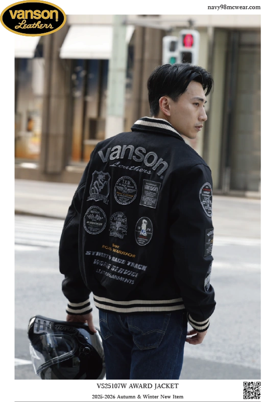 VS25107W AWARD JAKET | BLACK/SILVER | BEHIND | navy98mcwear