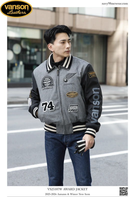 VS25107W AWARD JAKET | GRAY/BLACK | FRONT | navy98mcwear
