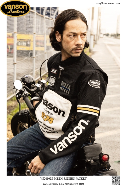 VS26105S MESH RIDERS JACKET | BLACK/WHITE | FRONT | navy98mcwear