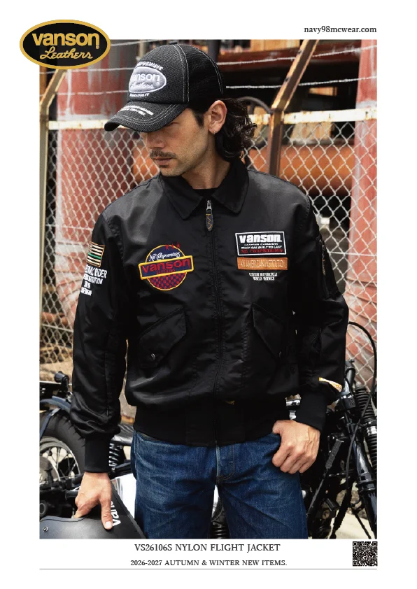VS26106S NYLON FLIGHT JACKET | BLACK | FRONT | navy98mcwear