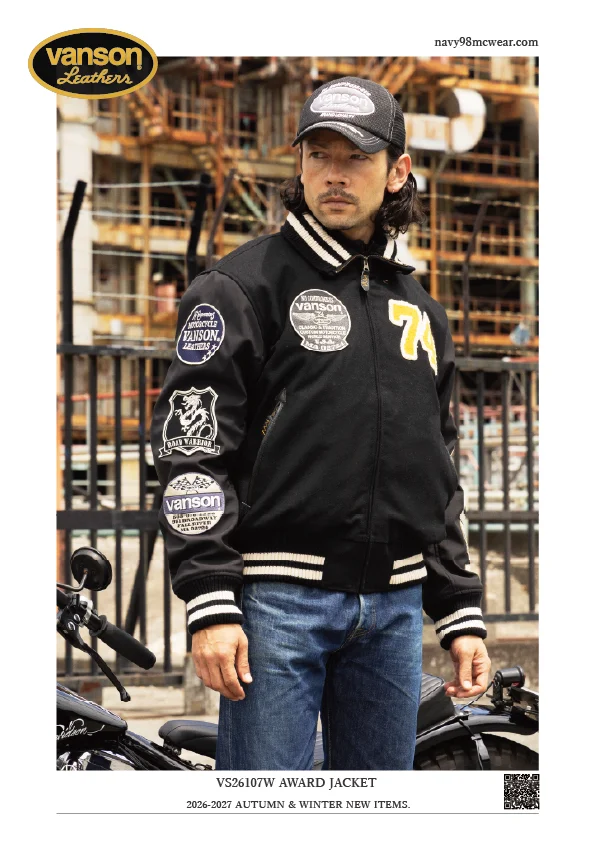 VS26107W AWARD JACKET | BLACK/YELLOW | FRONT | navy98mcwear