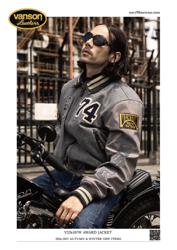 VS26107W AWARD JACKET | GRAY/NAVY | FRONT | navy98mcwear