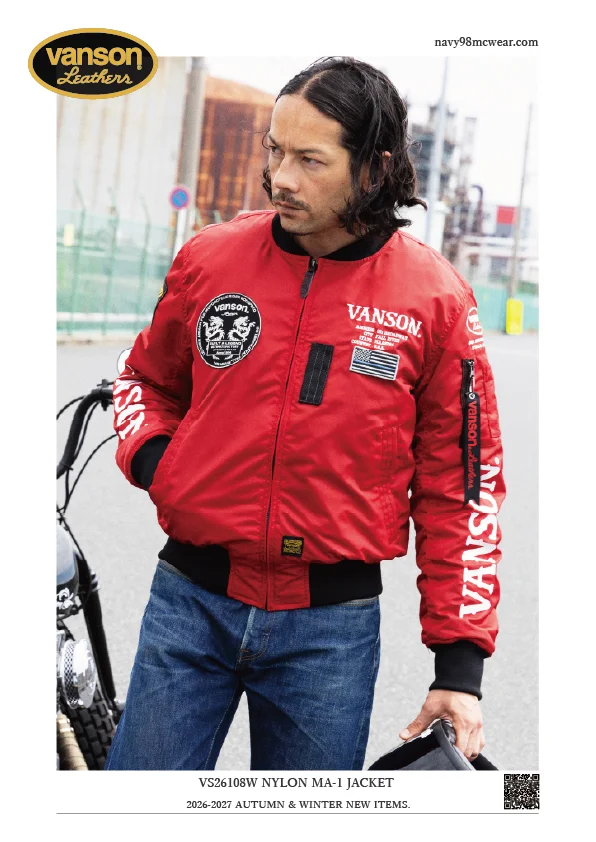 VS26108W NYLON MA-1 JACKET | RED/WHITE | FRONT | navy98mcwear
